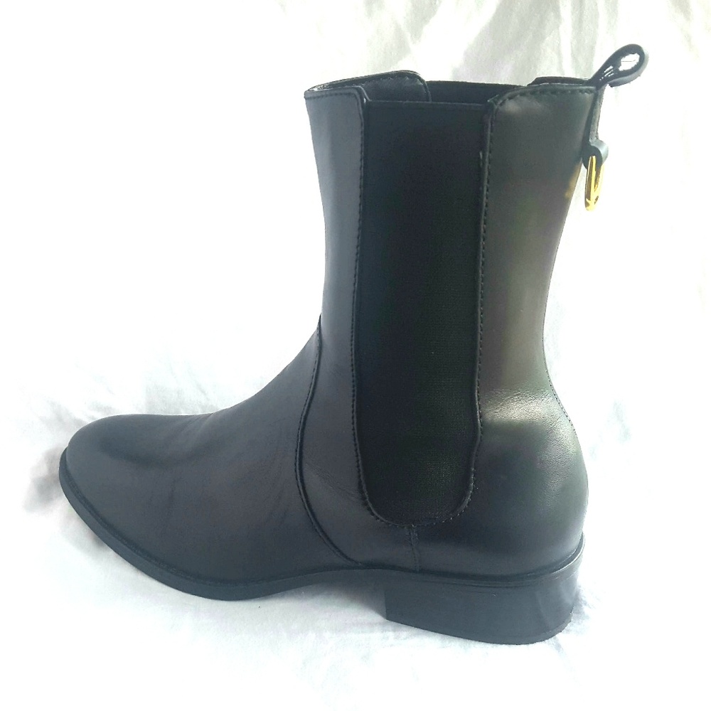 RALPH LAUREN MCKENZIE Black WOMENS LOGO LEATHER bl
